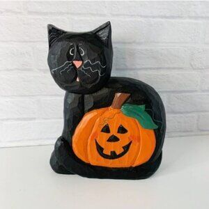 Eddie Walker Midwest Cannon Falls Black Cat w/ Pumpkin Halloween Folk Art 7.25"